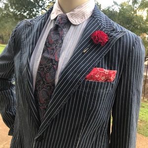 Polo By RL denim Striped Blazer Peak Lapel